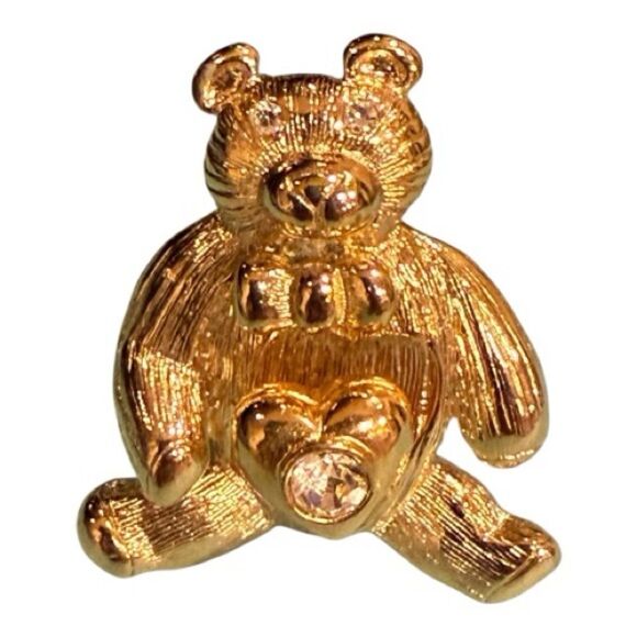 Vintage Bear with gem gold toned pin back. Excellent condition - Picture 1 of 10